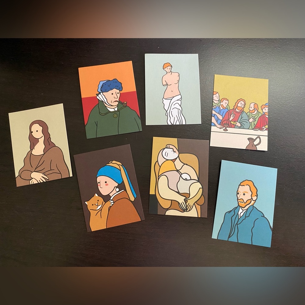 7-Pack NWOT Wallet Size Printed Art